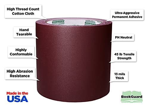 4 Inch Burgundy Book Repair Cloth Tape 15 Yard Roll