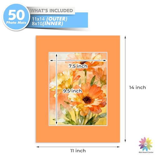 Mat Board Center 50 Pack 11x14 Picture Mat for 8x10 Photo Mixed Color