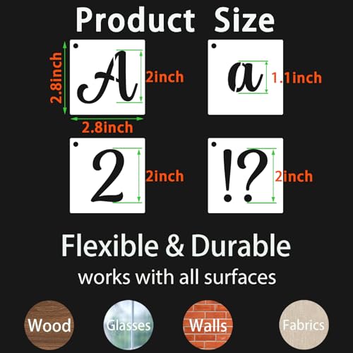 2 Inch Alphabet Letter Stencils for Painting (66 Count)