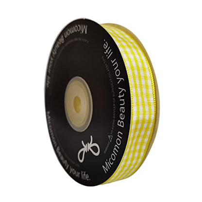 Yellow Gingham Plaid Checked Ribbon 25 Yards Each Roll 100% Polyester (75 Foot)