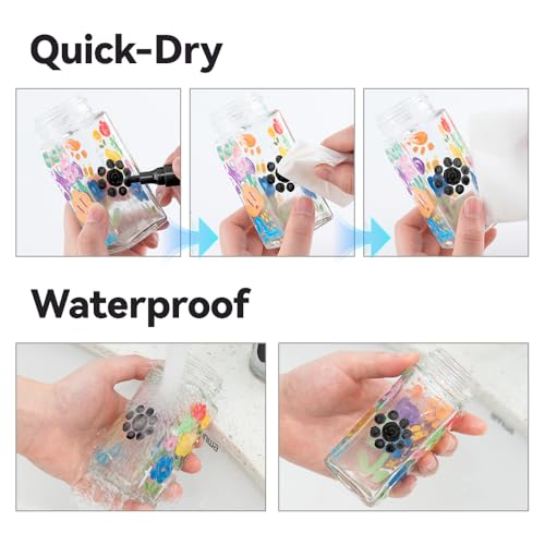 Black and White Permanent Paint Markers for Fabric Rock Craft Diy Painting Medium Tip Oil Based Waterproof (2 Count)