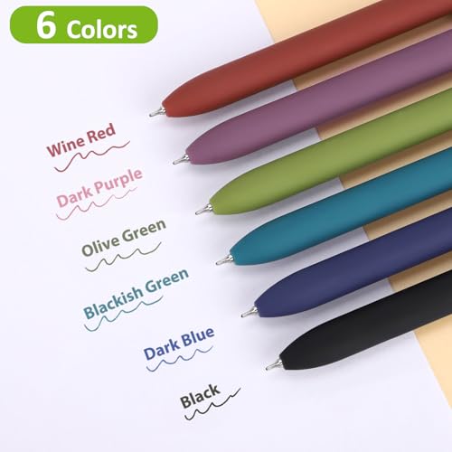Colored Gel Pens 6 Pack 0.7mm Medium Point Pens for Journaling (6 Count)