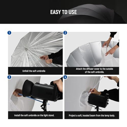 41" 104cm Parabolic Reflective Umbrella Photography with Silver Inner