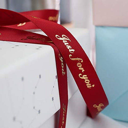 Pink Ribbon for Gift Wrapping Thank You Just for You Ribbon Mothers Day Gift Box Double Face Satin Assortment Thin Pink Satin Fabric (150 Foot)