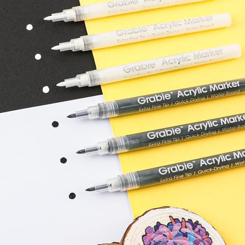 6 Pack of Black & White Acrylic Paint Markers