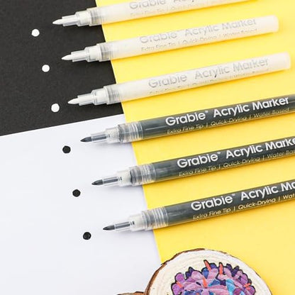 6 Pack of Black & White Acrylic Paint Markers