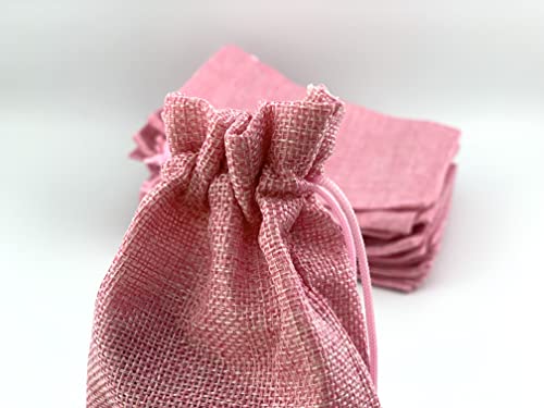 Pack of 25 Burlap Gift Bags with Drawstring Linen Jewelry Pouches Wedding Hessian Jute Bags for Birthday and Treat Pouches Party Wedding Favors Gift