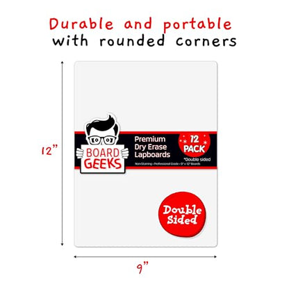 Bigtime 12 Pack 9x12 Classroom Whiteboards for Kids (12 Count)