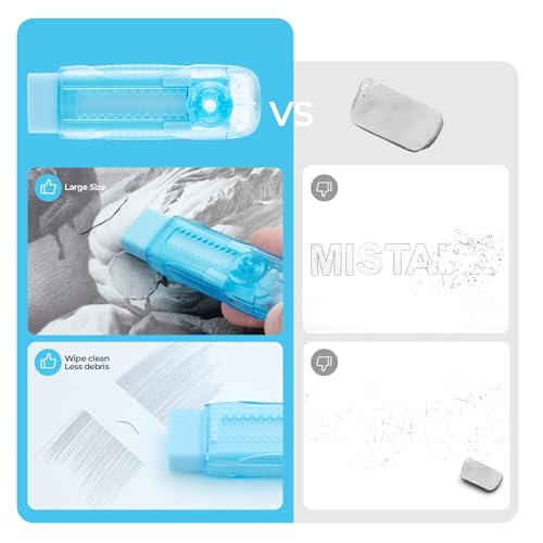 6 Pack Sliding Retractable Rubber Erasers (6 Count)