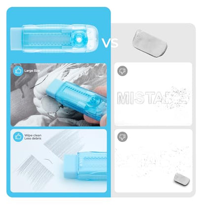 6 Pack Sliding Retractable Rubber Erasers (6 Count)