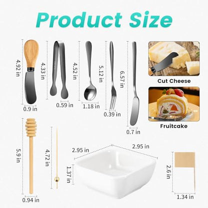Charcuterie Board Accessories With 3 Oz Ceramic Dip Bowls