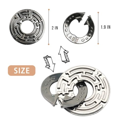 3PCS Fun Metal Brain Teaser Puzzle Games (3 Count)
