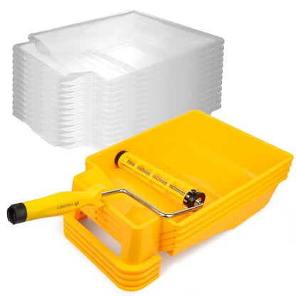 9 Inch Foot Operated Paint Tray with 12 Pcs Paint Tray Liner (17 Count)