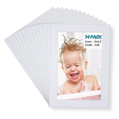 4x6 White Picture Mats Pack of 14
