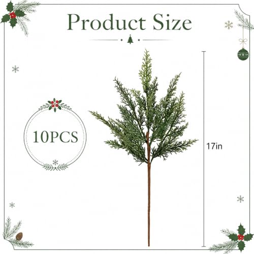 10 Pcs 17 Inches Christmas 2 Color Cypress Branches (10 Count)