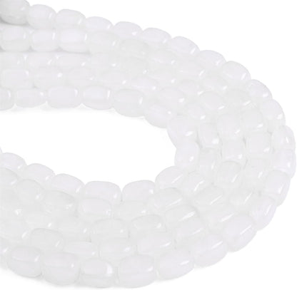 Natural White Agate Cuboid Stone Loose Semi Gemstone Beads for Jewelry Making 8mmx12mm 38cm/Strand