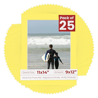 Pack of 25 Acid Free 11x14 Mats Bevel Cut for 9x12 Photos (25 Count)
