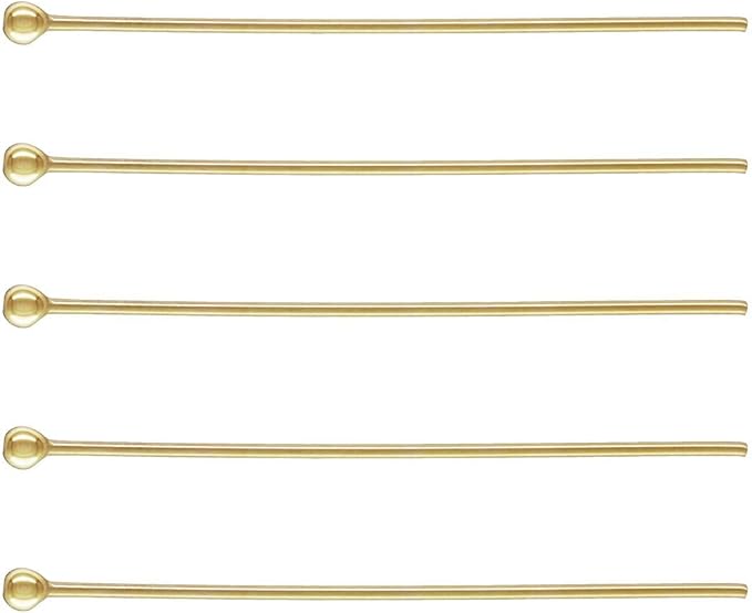 50pcs Adabele Real 1/20 14K Gold Filled 25.4mm/1 Inch Ball Head Pins Headpin Non Tarnish (24 Gauge/0.5mm) for DIY Craft Jewelry Making JK7-D25