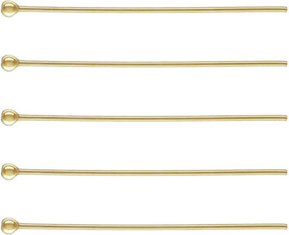 50pcs Adabele Real 1/20 14K Gold Filled 25.4mm/1 Inch Ball Head Pins Headpin Non Tarnish (24 Gauge/0.5mm) for DIY Craft Jewelry Making JK7-D25