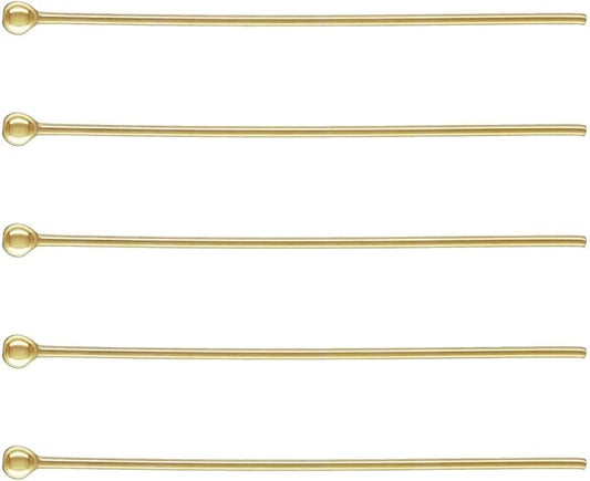 50pcs Adabele Real 1/20 14K Gold Filled 38.1mm/1.5 Inch Ball Head Pins Headpin Non Tarnish (24 Gauge/0.5mm) for DIY Craft Jewelry Making JK7-D38