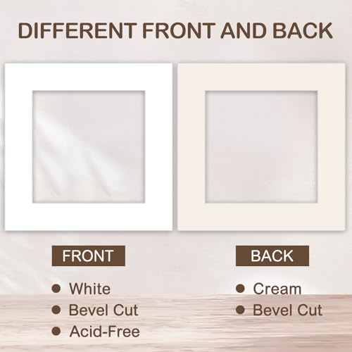 15 Pack White Picture Mats 12x12 for 8x8 Photos (15 Count)