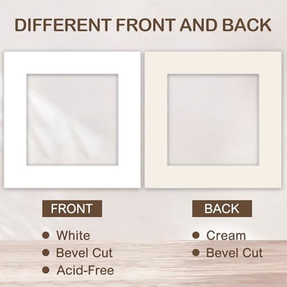 15 Pack White Picture Mats 12x12 for 8x8 Photos (15 Count)