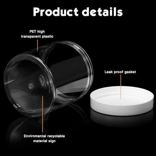 12 Pack 16 oz Plastic Container Jars with Lids Round Clear Travel Cosmetic Container Slime Jars for Toiletries (12 Count)
