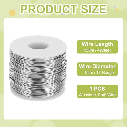 18 Gauge Anodized Aluminum Craft Wire Bendable Bonsai Training Wire 492 Feet 1mm for Sculpting Crafts Wreath Floral Beading Jewelry Making