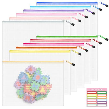 12pcs Mesh Zipper Pouch Bags (9 Count)