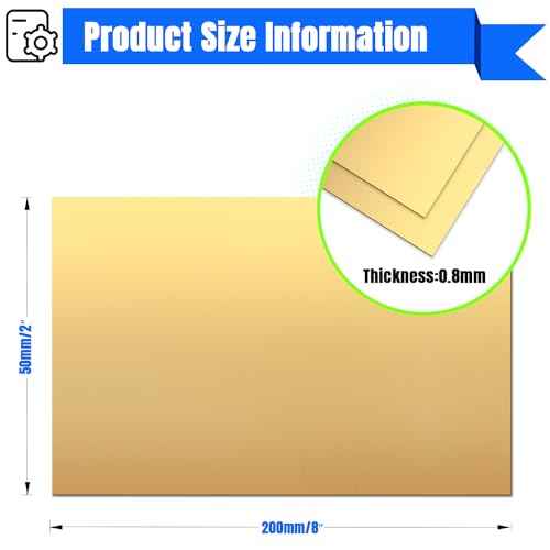 Brass Sheet 4" x 8" 0.8mm Thick