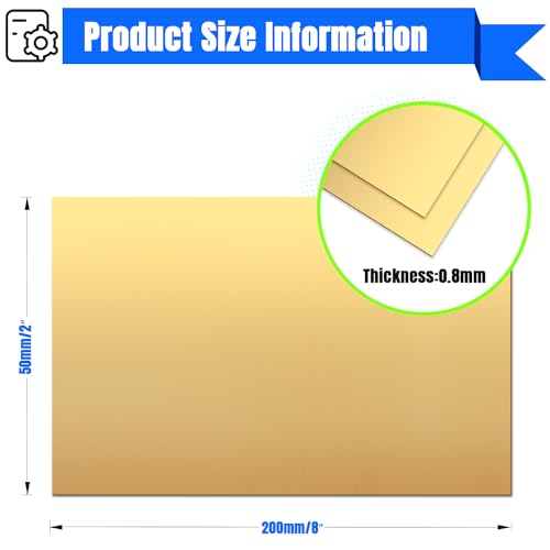 Brass Sheet 4" x 8" 0.8mm Thick