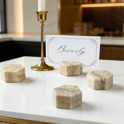 Marble Hexagon Place Card Holders (4 Count)