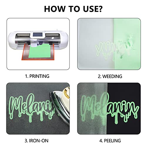 Heat Transfer Vinyl Glow Light Green Glitter HTV