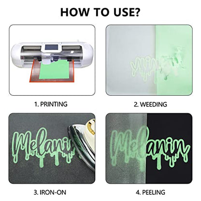 Heat Transfer Vinyl Glow Light Green Glitter HTV
