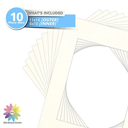 Mat Board Center 10 Pack 11x14 Photo Mats for 8x10 Picture (10 Count)