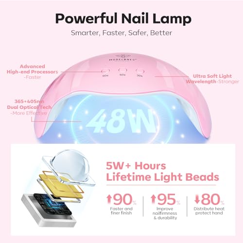 Poly Nail Gel Kit 6 Colors with 48W UV