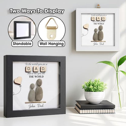 Personalized Dad Pebble Art Frame with Ornament