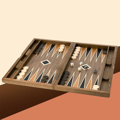 GSE Premium Wooden Inlay Backgammon Board Set (33 Count)