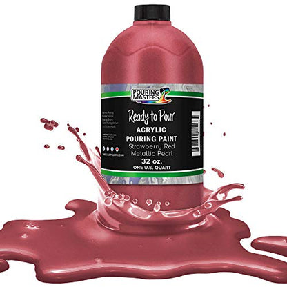 Pouring Masters Strawberry Red Metallic Pearl Ready to Pour Acrylic Pouring Paint (32 Fl Oz)