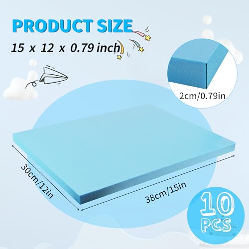 Blue 10 Pack 15x12x0.79 inch Foam Sheets 0.79 Inch Thick