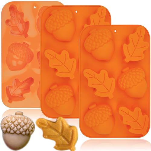 3 Pack Acorn Leaf Silicone Chocolate Molds (3 Count)