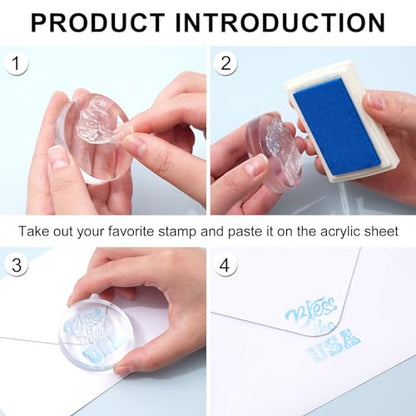 5 Sheet 4th of July Clear Stamps Patriotic Silicone Transparent Stamps Border Stamp Cards for 250th Anniversary Independence Day Memorial Day DIY Crafts Card Making Scrapbooking Embossing (5 Count)