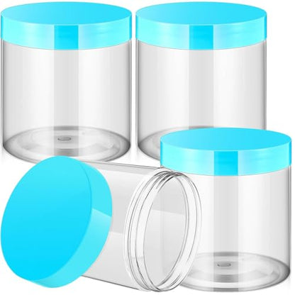 12 Pack 16 oz Plastic Container Jars with Lids Round Clear Travel Cosmetic Container Slime Jars for Toiletries (12 Count)