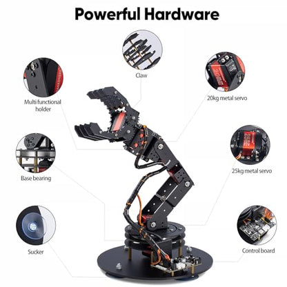 6 Axis Metal Robot Arm Kit with Joystick Control for Arduino Programming DIY Robotics Arm for STEM Learning
