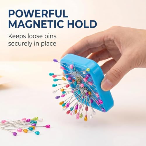 2Pcs Square Plastic Magnetic Pin Cushion Anti Loss Sewing Pin Needle Storage Holder Magnetic Push Pins Holder for Sewing Quilting DIY Projects