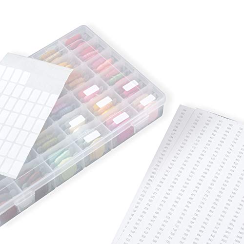 120 Pieces Plastic Floss Bobbins with 36 Grids Embroidery Floss Cross Stitch Organizer Box