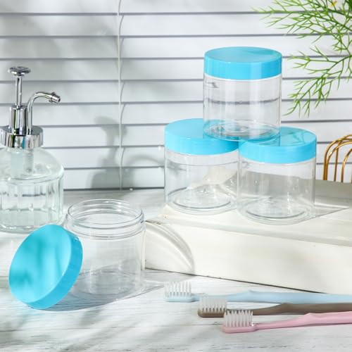 12 Pack 10 oz Plastic Container Jars with Lids Round Clear Travel Cosmetic Container Slime Jars for Toiletries (12 Count)