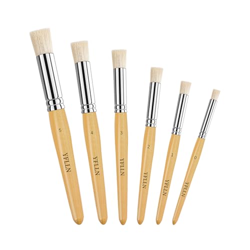 Wooden Stencil Brushes Natural Stencil Bristle Dome Art Painting Brushes Wood Paint Template Brush for Painting On Stencil Projects