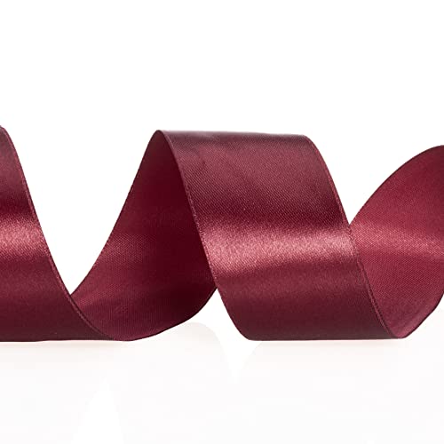 1 1 2 Inch Wine Red Solid Satin Ribbon for Gift Wrapping (150 Foot)