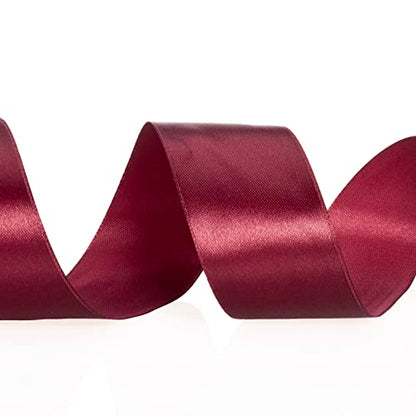 1 1 2 Inch Wine Red Solid Satin Ribbon for Gift Wrapping (150 Foot)